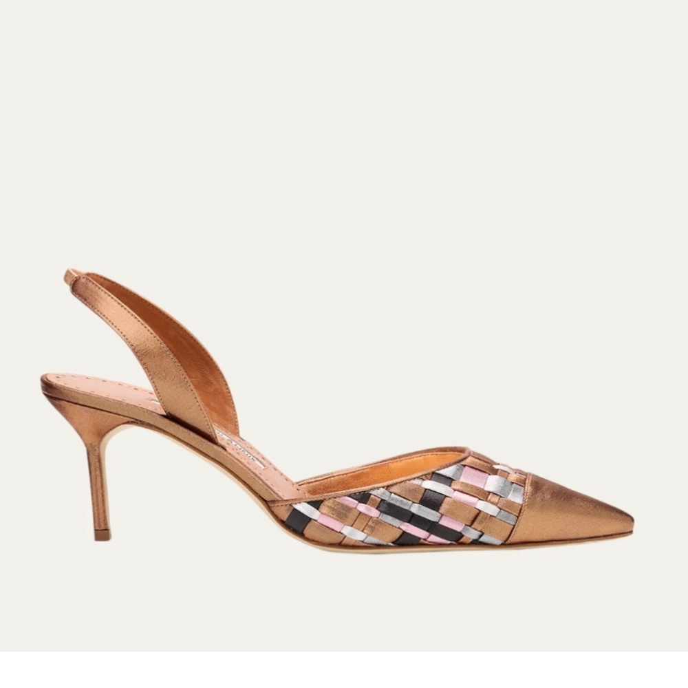 Manolo Blahnik. Capsli 70.  Elegant Multicolor Slingback Heels
